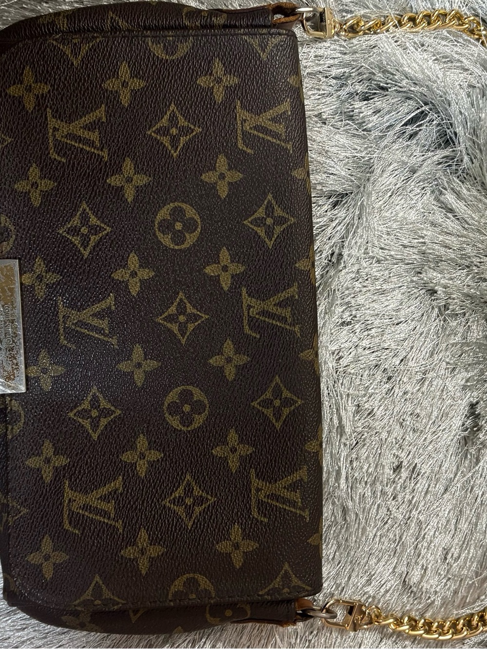 Louis Vuitton Brown Monogram Shoulder Bag with Gold Chain Authentic